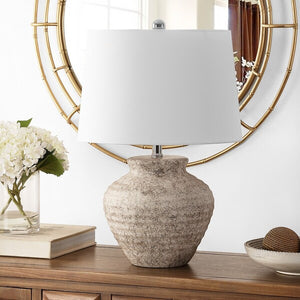 Ledger Light Grey Ceramic Table Lamp - Elegant Home Décor for Modern Aesthetics and Warm Ambiance