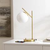 Safavieh Suna, 20.5 Inch, Brass, Glass/Iron Table Lamp W/ Usb Port Brass 7 x 11.25 x 20.5