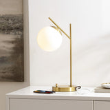 Safavieh Suna, 20.5 Inch, Brass, Glass/Iron Table Lamp W/ Usb Port Brass 7 x 11.25 x 20.5