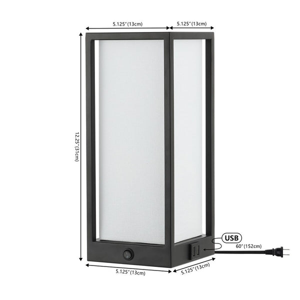 Safavieh Adel, 12.25 Inch, Black, Iron Table Lamp W/ Usb Port Black 5.125 x 5.125 x 12.25