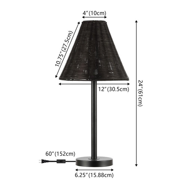 Safavieh Ricki, 24 Inch, Black, Rattan/Metal Table Lamp Black TBL4589A