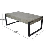 Christopher Knight Home® - Noble House - Merion Modern Industrial Coffee Table, Light Concrete and Matte Black