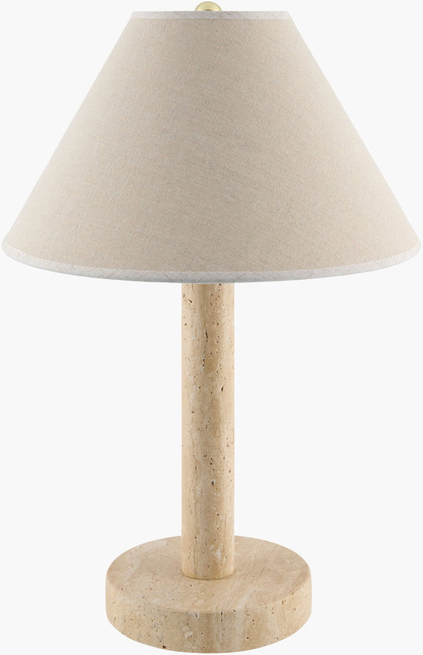 Surya Tobin Traditional Linen Shade Table Lamp with Iron Finial for Bedroom or Living Room TBN-001