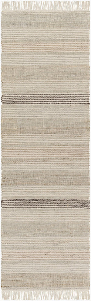 Surya Trabzon Handwoven Cotton Jute Flatweave Area Rug Fringe Artisan Cottage Accent 2'6" x 8' Runner TBO2300-268