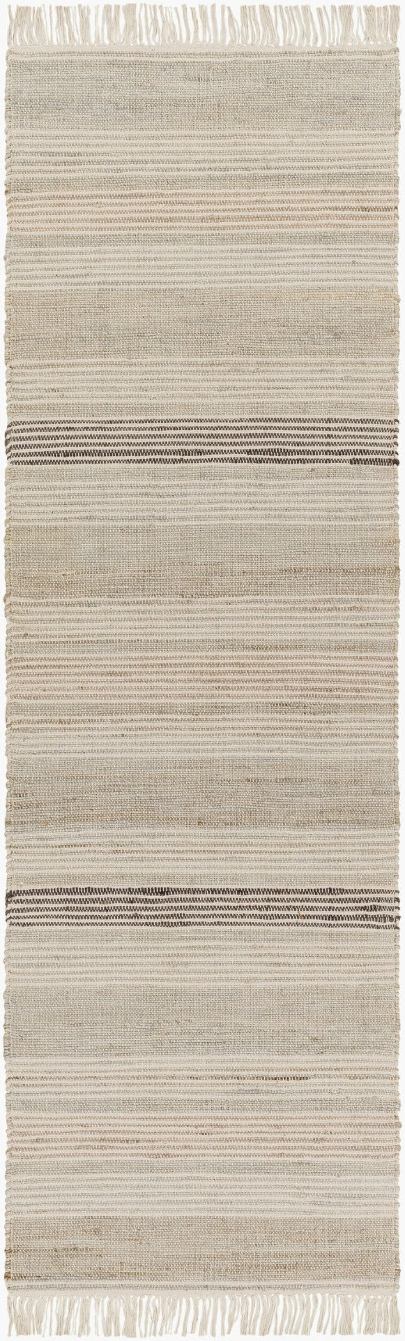 Surya Trabzon Handwoven Cotton Jute Flatweave Area Rug Fringe Artisan Cottage Accent 2'6" x 8' Runner TBO2300-268