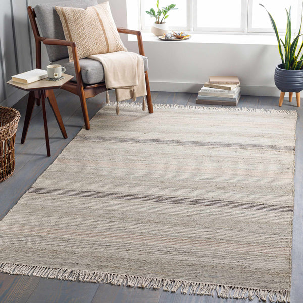 Surya Trabzon 2' X 3' Handmade Cotton & Jute Rug - Timeless Cottage Style With Unique Fringe Detail Light Beige Jute,Cotton Tbo2300-23