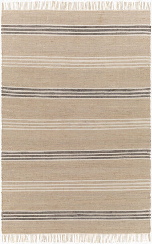 Surya Trabzon 2' X 3' Handmade Cotton & Jute Rug - Timeless Cottage Style With Unique Fringe Detail Tan Jute,Cotton Tbo2301-23