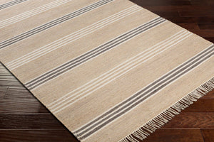 Surya Trabzon 2' X 3' Handmade Cotton & Jute Rug - Timeless Cottage Style With Unique Fringe Detail Tan Jute,Cotton Tbo2301-268