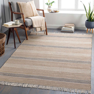 Surya Trabzon 2' X 3' Handmade Cotton & Jute Rug - Timeless Cottage Style With Unique Fringe Detail Tan Jute,Cotton Tbo2301-23