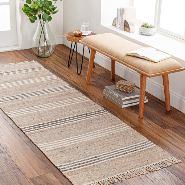 Surya Trabzon 2' X 3' Handmade Cotton & Jute Rug - Timeless Cottage Style With Unique Fringe Detail Tan Jute,Cotton Tbo2301-268