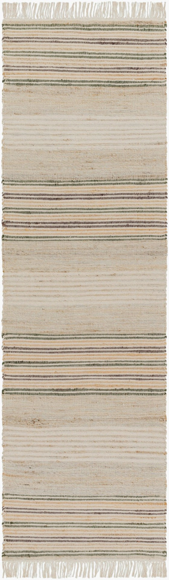 Surya Trabzon Handwoven Cotton Jute Runner Rug Fringe Edge Artisan Farmhouse Hallway 2'6" x 8' Runner TBO2302-268