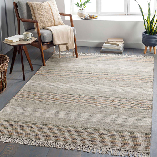Surya Trabzon 2' X 3' Handmade Cotton & Jute Rug - Timeless Cottage Style With Unique Fringe Detail Light Beige Jute,Cotton Tbo2302-576