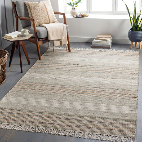 Surya Trabzon Handwoven Cotton Jute Runner Rug Fringe Edge Artisan Farmhouse Hallway 5' x 7'6" Rectangle TBO2302-576