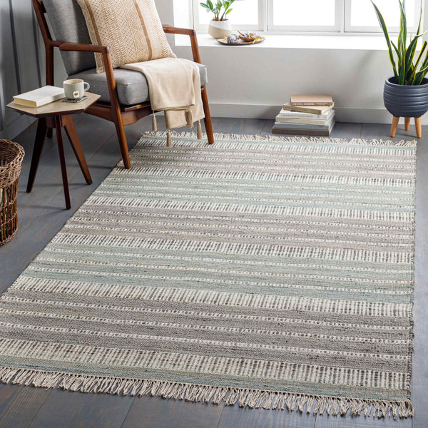 Surya Trabzon 2' X 3' Handmade Cotton & Jute Rug - Timeless Cottage Style With Unique Fringe Detail Gray Jute,Cotton Tbo2303-576