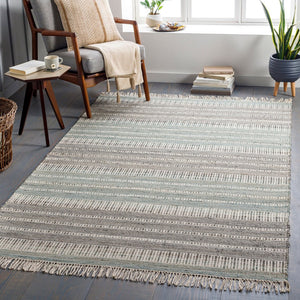 Surya Trabzon Handwoven Cotton Jute Flatweave Accent Rug Fringed Bohemian Cottage Entryway 5' x 7'6" Rectangle TBO2303-576