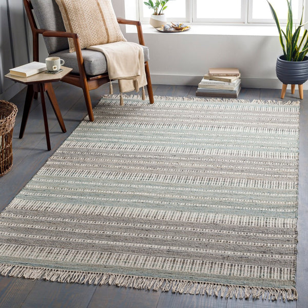 Surya Trabzon Handwoven Cotton Jute Flatweave Accent Rug Fringed Bohemian Cottage Entryway 5' x 7'6" Rectangle TBO2303-576