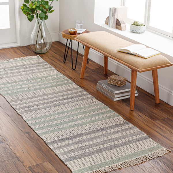 Surya Trabzon 2' X 3' Handmade Cotton & Jute Rug - Timeless Cottage Style With Unique Fringe Detail Gray Jute,Cotton Tbo2303-268
