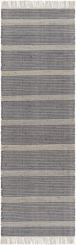 Surya Trabzon 2' X 3' Handmade Cotton & Jute Rug - Timeless Cottage Style With Unique Fringe Detail Navy Jute,Wool Tbo2304-268