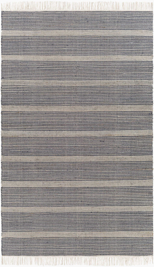 Surya Trabzon 2' X 3' Handmade Cotton & Jute Rug - Timeless Cottage Style With Unique Fringe Detail Navy Jute,Wool Tbo2304-23