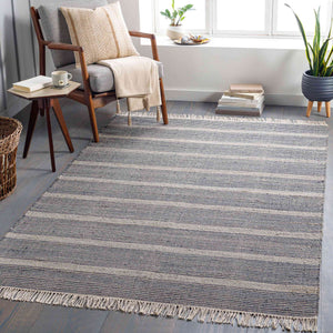 Surya Trabzon 2' X 3' Handmade Cotton & Jute Rug - Timeless Cottage Style With Unique Fringe Detail Navy Jute,Wool Tbo2304-23