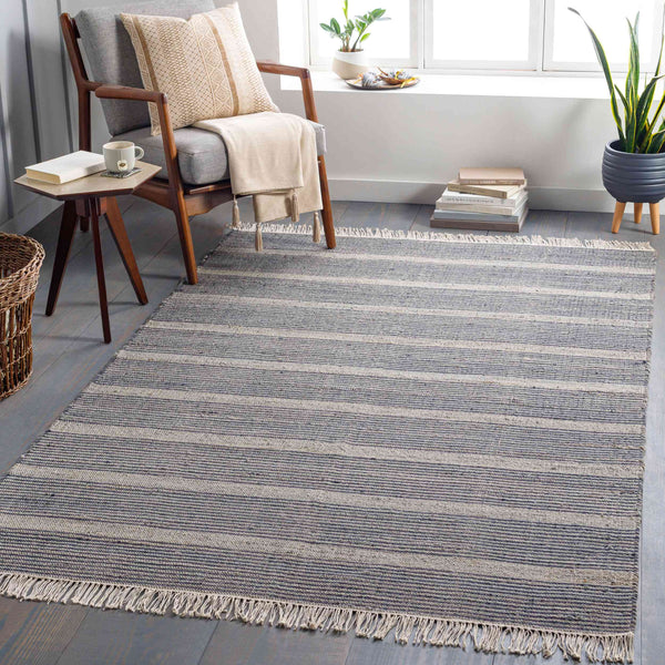 Surya Trabzon 2' X 3' Handmade Cotton & Jute Rug - Timeless Cottage Style With Unique Fringe Detail Navy Jute,Wool Tbo2304-23