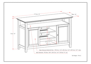 English Elm Amherst 54" Solid Wood Tv Media Stand In Medium Saddle Brown With Storage, Style & Durability B136P158377
