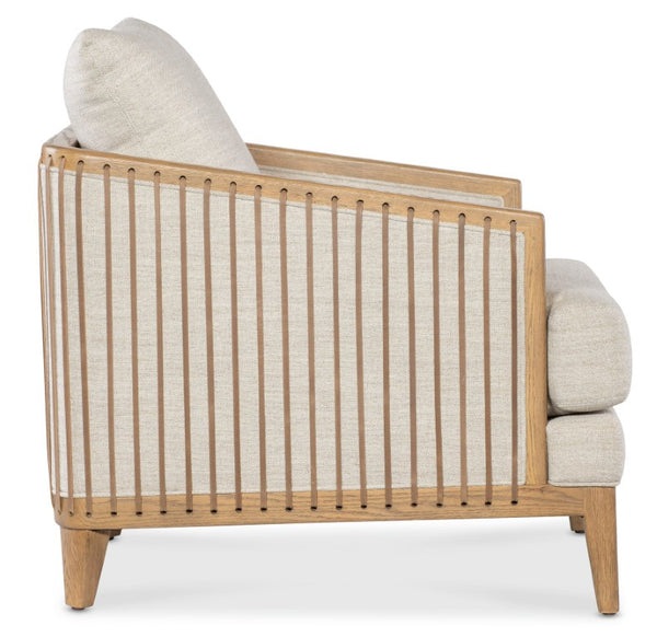 Hooker Furniture Enveyed Stationary Chair With Cashew Oak Frame, Classic Linen Performance Upholstery, Biophilic Comfort SS224-01-413