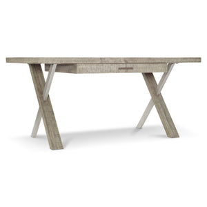 Bernhardt Bernhardt Polk Desk With Reclaimed Pine Top & Glazed Silver Metal X-Base, Hidden Outlet, 66"W D12510