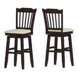 Homelegance By Top-Line Juliette Slat Back Bar Height Wood Swivel Bar Stool Black Rubberwood