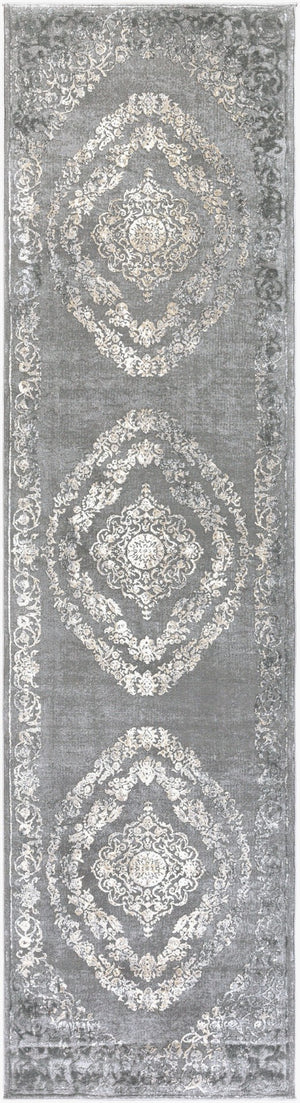Livabliss Tibetan Style Area Rug with Lustrous Sheen for Living and Dining Spaces Charcoal, Beige 2'7" x 12' TBT2301-2712