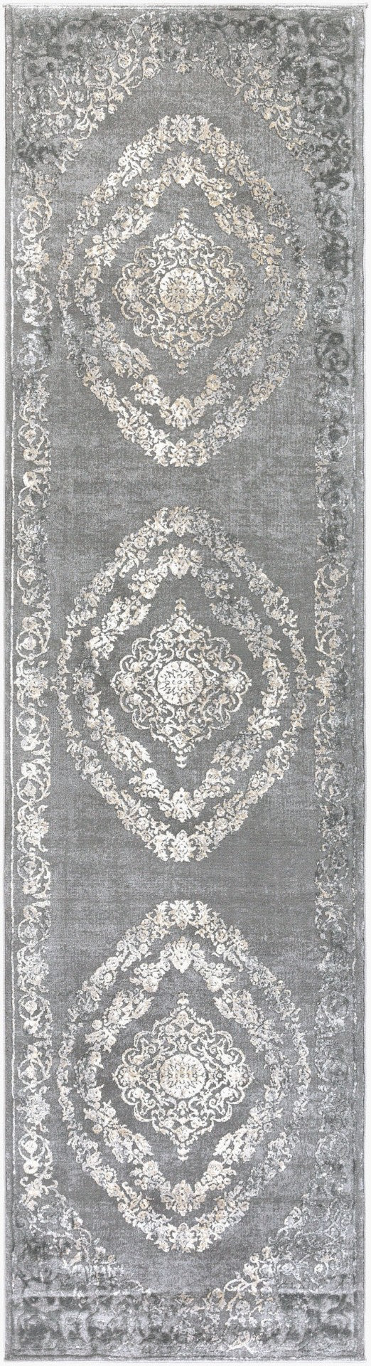 Livabliss Tibetan Style Area Rug with Lustrous Sheen for Living and Dining Spaces Charcoal, Beige 2'7" x 12' TBT2301-2712