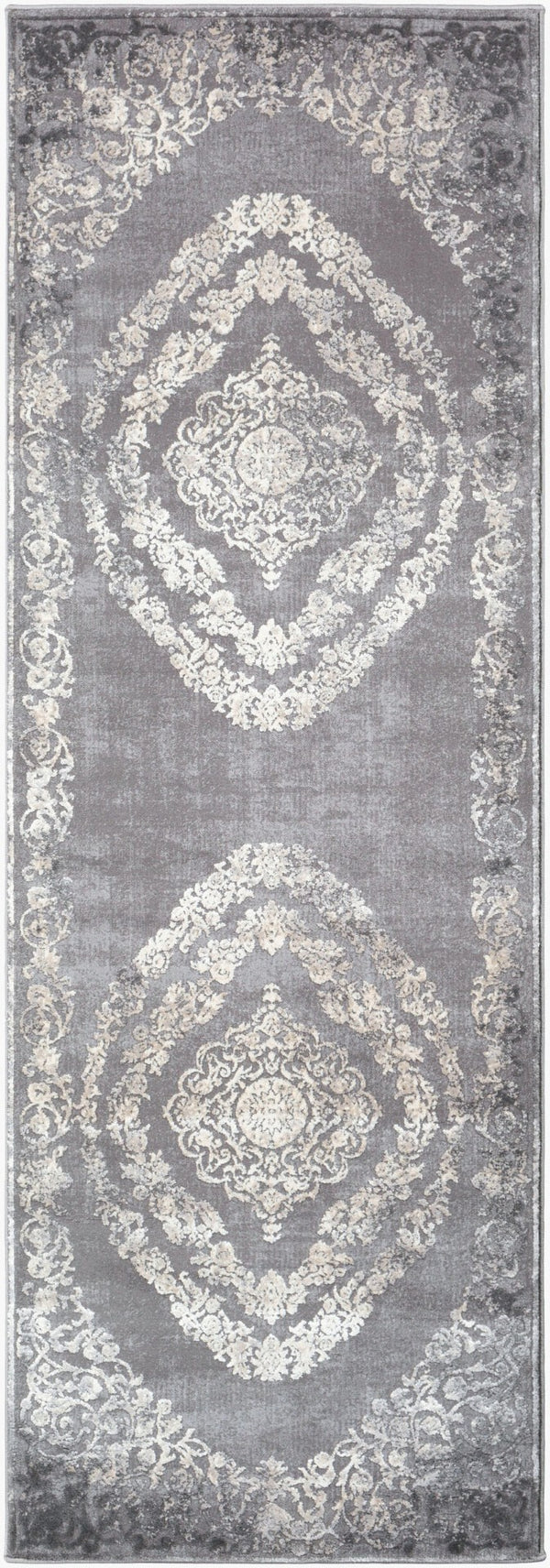 Livabliss Tibetan Style Area Rug with Lustrous Sheen for Living and Dining Spaces Charcoal, Beige 2'7" x 7'7" TBT2301-2776