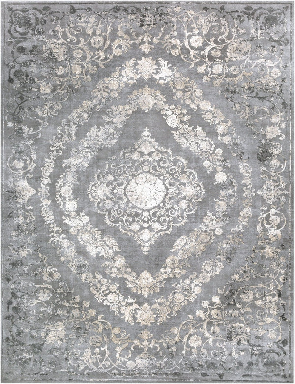 Livabliss Tibetan Style Area Rug with Lustrous Sheen for Living and Dining Spaces Charcoal, Beige 7'10" x 10'2" TBT2301-710103