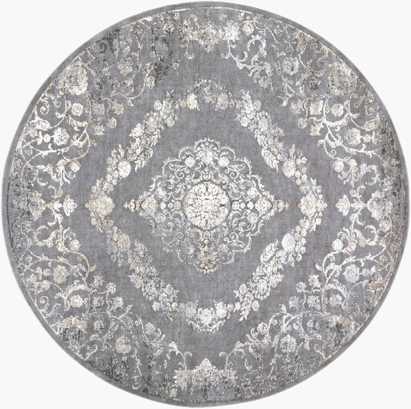 Livabliss Tibetan Style Area Rug with Lustrous Sheen for Living and Dining Spaces Charcoal, Beige 5'3" x 5'3" TBT2301-53RD