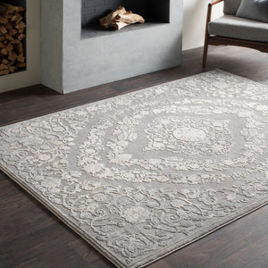 Livabliss Tibetan Style Area Rug with Lustrous Sheen for Living and Dining Spaces Charcoal, Beige 2' x 2'11" TBT2301-23