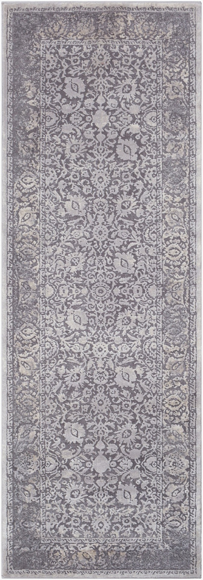 Livabliss Tibetan Heritage Pattern Area Rug Soft Polypropylene Accent for Entryways and Bedrooms Medium Gray, Ch 2'7" x 7'7" TBT2302-2776