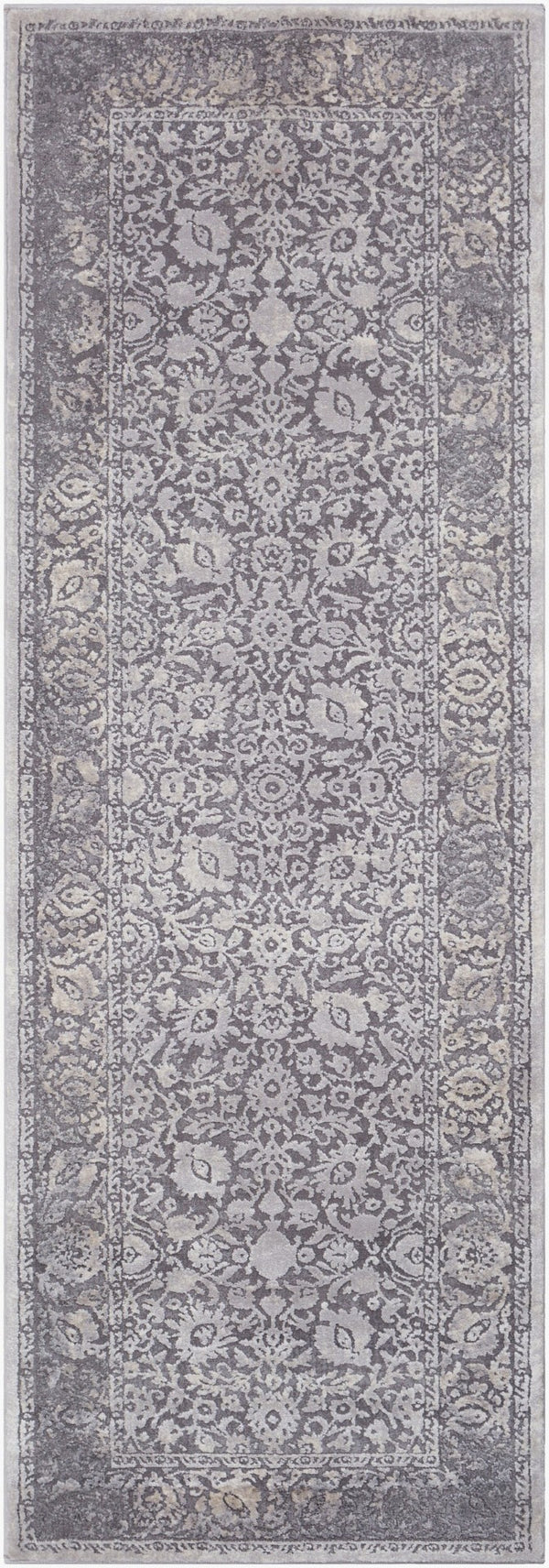 Livabliss Tibetan Heritage Pattern Area Rug Soft Polypropylene Accent for Entryways and Bedrooms Medium Gray, Ch 2'7" x 7'7" TBT2302-2776