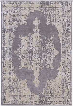 Livabliss Tibetan Patterned Polypropylene Area Rug Plush Medium Pile for Entryways and Small Spaces Charcoal, Beige 2' x 2'11" TBT2310-23