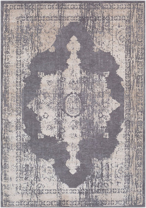 Livabliss Tibetan Patterned Polypropylene Area Rug Plush Medium Pile for Entryways and Small Spaces Charcoal, Beige 8'10" x 12'4" TBT2310-93123