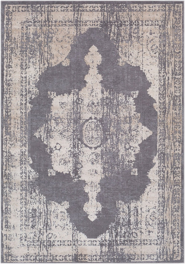 Livabliss Tibetan Patterned Polypropylene Area Rug Plush Medium Pile for Entryways and Small Spaces Charcoal, Beige 8'10" x 12'4" TBT2310-93123