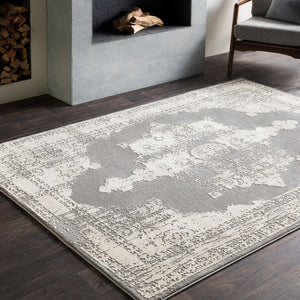 Livabliss Tibetan Patterned Polypropylene Area Rug Plush Medium Pile for Entryways and Small Spaces Charcoal, Beige 8'10" x 12'4" TBT2310-93123