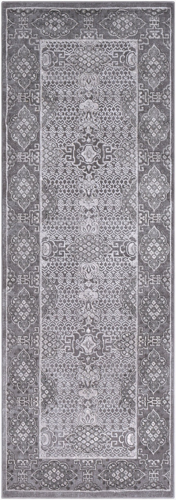Livabliss Tibetan Collection Traditional Pattern Runner Rug for Hallways and Entryways Medium Gray, Ch 2'7" x 7'7" TBT2311-2776