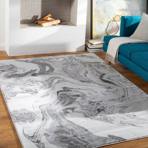 Livabliss Tibetan Machine Woven Area Rug with High Low Pile Polypropylene Blend for Entryways Light Gray, Whi 8'10" x 12'4" TBT2317-93123