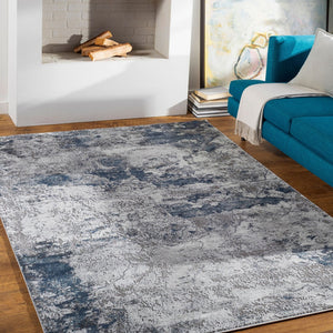 Livabliss Tibetan Geometric Accent Rug Polypropylene Pile Modern Design for Entryway or Office Dark Blue, Deni 6'7" x 9'6" TBT2318-6796