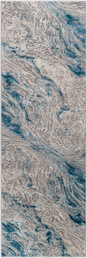 Livabliss Tibetan Geometric Runner Rug Machine Woven Polypropylene Blend for Hallway or Entryway Teal, Pale Blue 2'7" x 7'7" TBT2326-2777