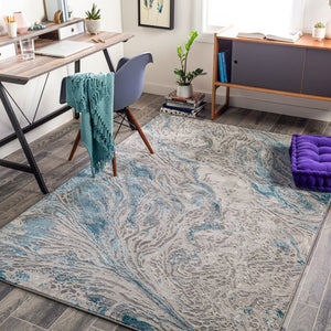 Livabliss Tibetan Geometric Runner Rug Machine Woven Polypropylene Blend for Hallway or Entryway Teal, Pale Blue 2'7" x 7'7" TBT2326-2777