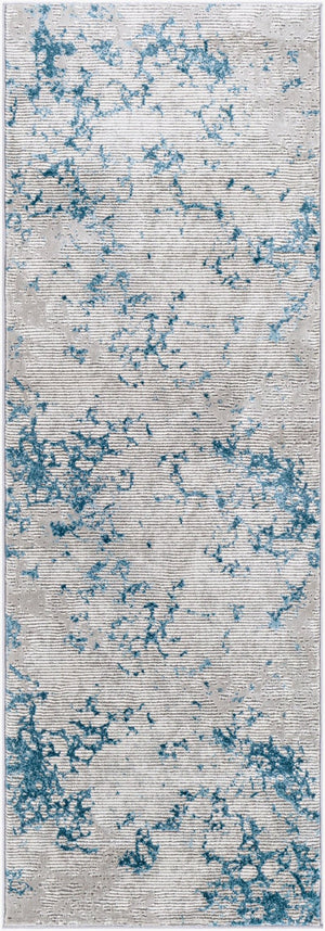 Livabliss Tibetan Collection Machine Woven Runner Rug for Hallways and Entryways Modern Style Teal, Light Gra 2'7" x 7'7" TBT2330-2777