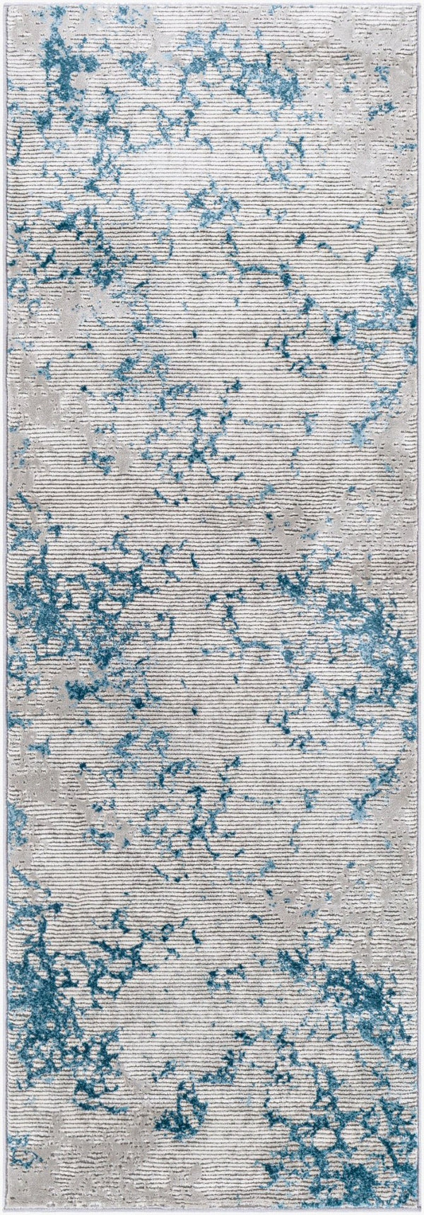 Livabliss Tibetan Collection Machine Woven Runner Rug for Hallways and Entryways Modern Style Teal, Light Gra 2'7" x 7'7" TBT2330-2777