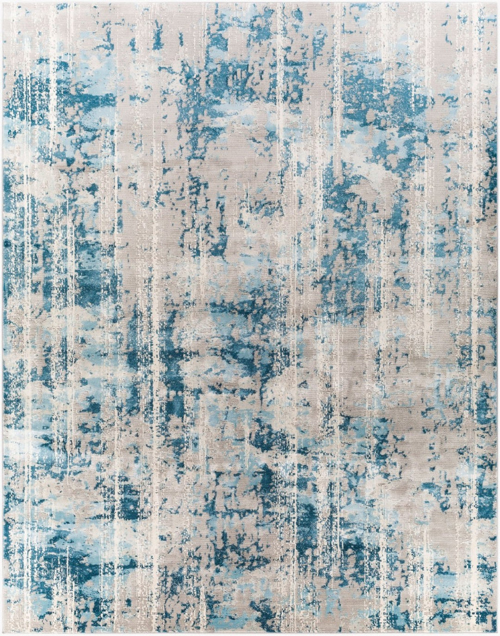 Livabliss Tibetan Machine Woven Polypropylene Area Rug Minimalist Modern Style for Living Rooms Teal, Light Gra 8'10" x 12'4" TBT2331-9124