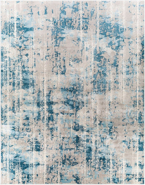Livabliss Tibetan Machine Woven Polypropylene Area Rug Minimalist Modern Style for Living Rooms Teal, Light Gra 8'10" x 12'4" TBT2331-9124